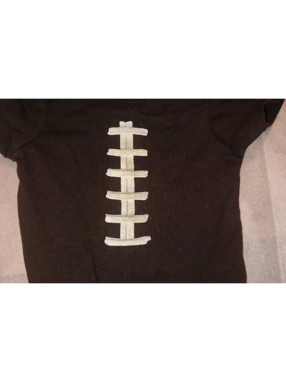 FOOTBALL LACES Outfit size 3-6 months One Piece Brown snap....................B6